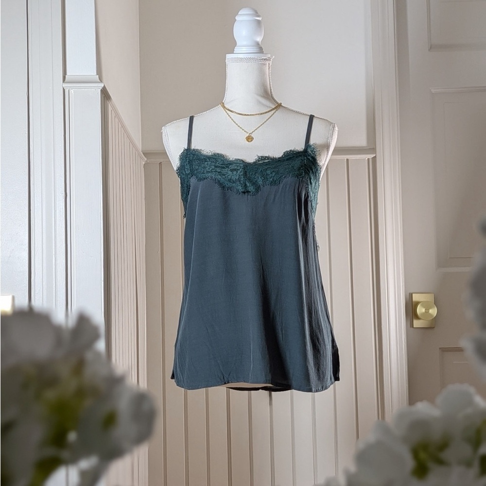 Wishlist Apparel Teal Lace Trim Camisole Tank Top Small NWT